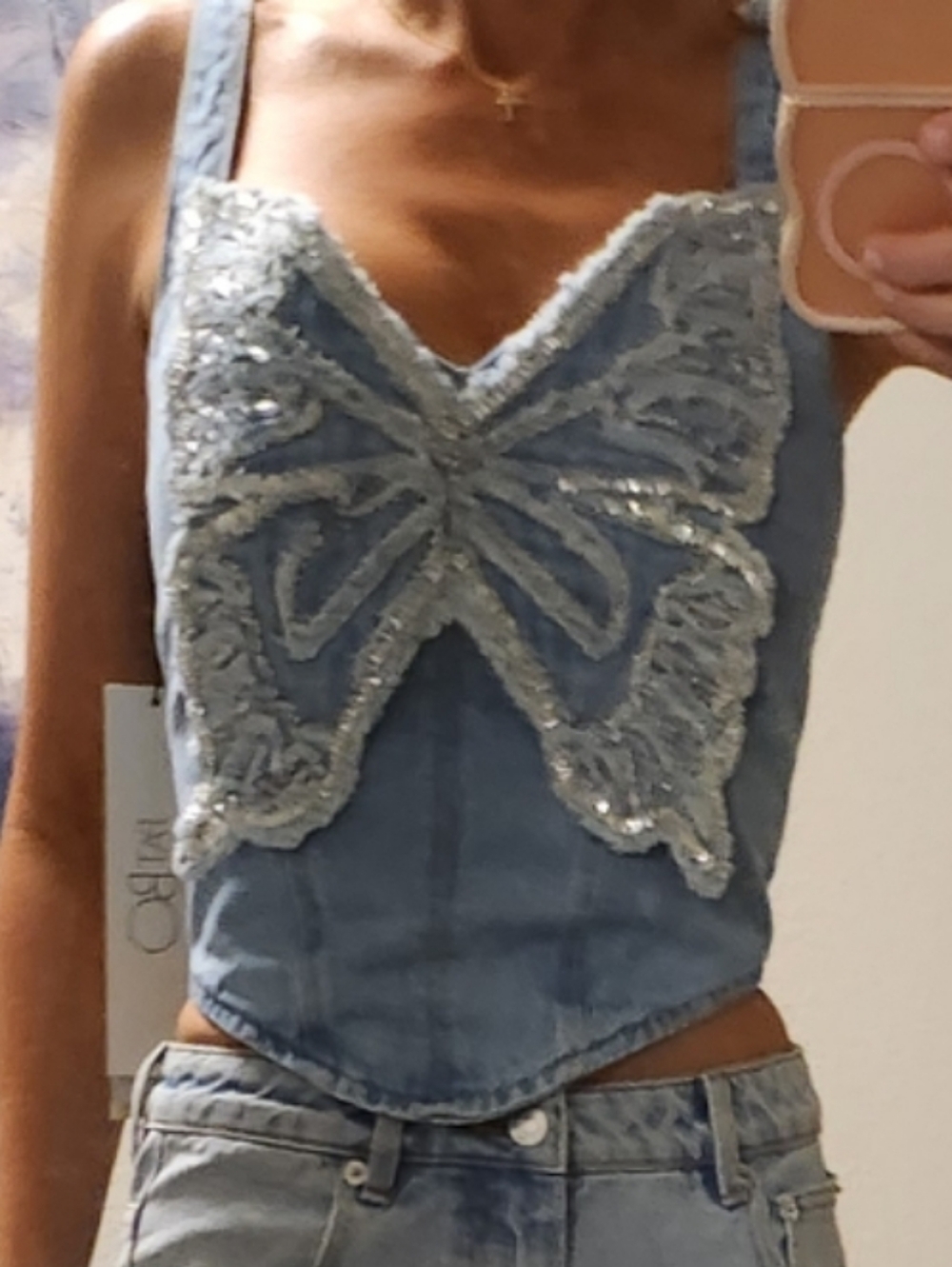 NEW PatBO Camila Coelho Denim Top - Picture 6 of 14